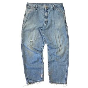 Wrangler Carpenter Jeans Mens 36x30 Distressed Denim Work Pants 94LSWVD Cowboy